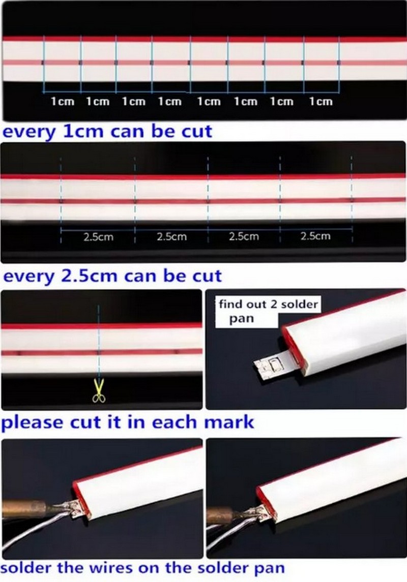 6 x 12mm white flexible ip65 waterproof flex neon led strip light 12v 11